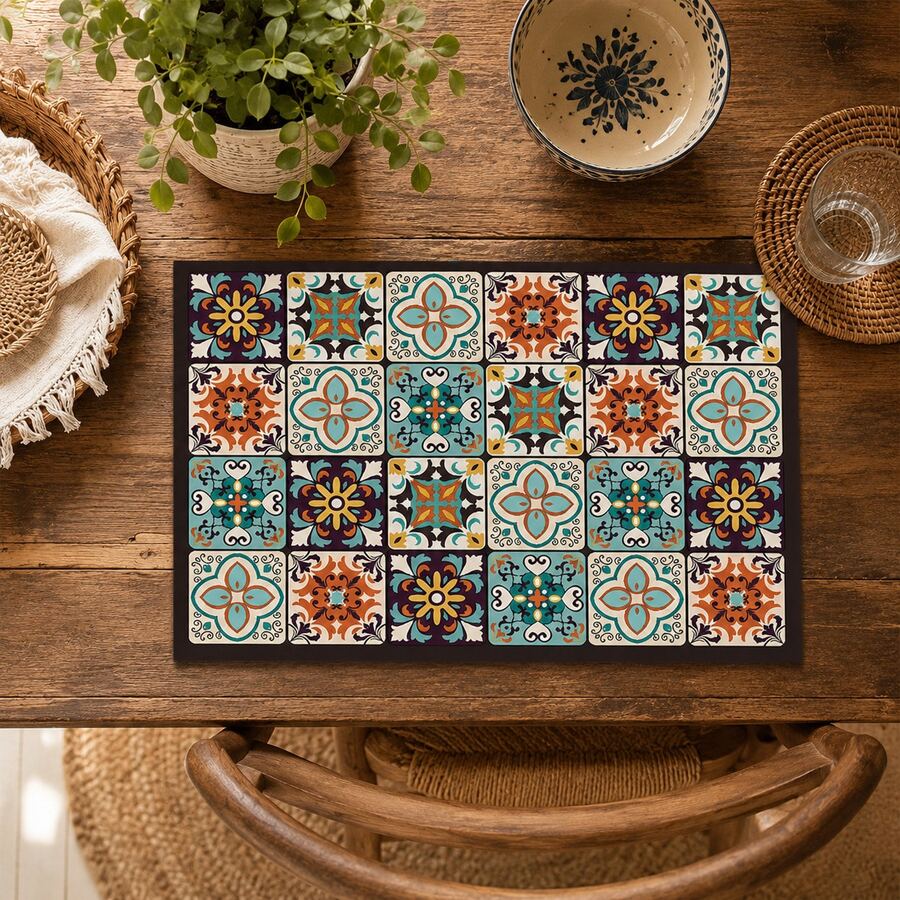 1pc Plaid Pattern Diatomaceous Earth Drying Mat, Non-Slip Heat-Resistant Absorbent Pad, Suitable For Kitchen Countertop, Coffee Machine, Tableware, Home Cafe Bar Party Decoration Placemat Gift - Multicolor - View 1