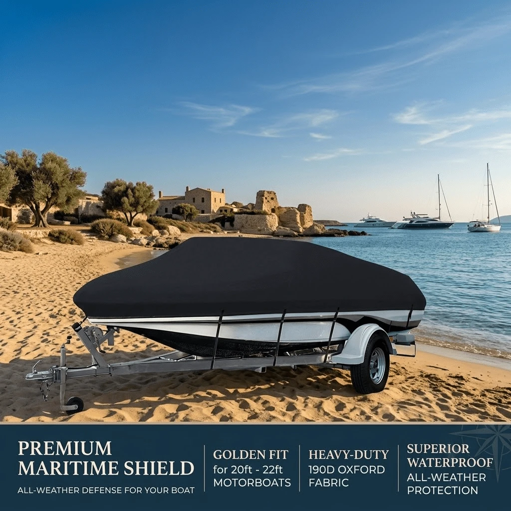 Heavy Duty Jet Ski Cover, Waterproof Towable Boat Cover With UV Protection, Windproof Buckles And Ventilation, Fits 3-Seater Jet Ski, Marine Accessories - Black - View 1
