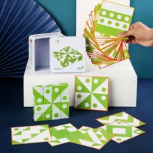 Kinder Holz Muster Würfel Puzzle Spielzeug, räumliches logisches Denkens Training Blöcke mit Fragekarten und Metall Aufbewahrungsbox, Baby Frühförderung pädagogisches Tischspiel, Konzentrationstraining Lehrmittel für Jungen und Mädchen ab 3 Jahren, Jungen Spiel, Mädchen Spiel, Kinder Spiel, geeignet als Weihnachts-, Oster-, Halloween- und Geburtstagsgeschenk - Verschiedenfarbig - Übersicht 3