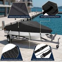 Heavy Duty Jet Ski Cover, Waterproof Towable Boat Cover With UV Protection, Windproof Buckles And Ventilation, Fits 3-Seater Jet Ski, Marine Accessories - Black - View 3