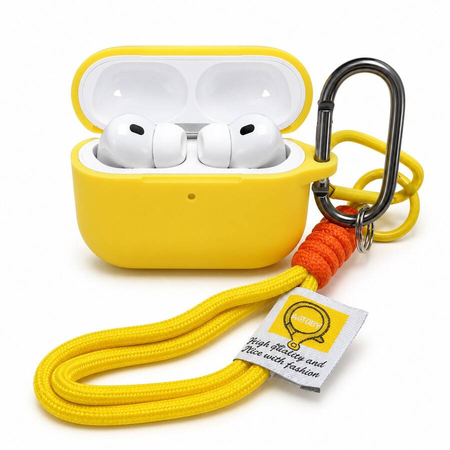 Cross-Border Hot-Selling Compatible With Airpods Protective Case Minimalist Style Handmade Braided Rope Contrast Color Lanyard Bluetooth Earphone Case - Yellow - View 1