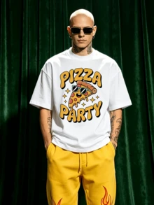 Men's Summer Casual Soft Round Neck Short Sleeve-Shirt,Vintage College Man Print Graphic Is Suitable Daily Wear. - White - View 3