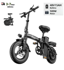 Dult Electric Bicycle, 500W Motor, 48V 15Ah Battery, 14-Inch Thick Tires, Top Speed Of 28 Miles Per Hour, Range Of 28 Miles, All-Terrain Electric Bicycle. - 加 - 查看 1