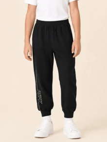Balabala Teen Boy Casual Jogger Sweatpants, Breathable Sports Pants - Black - View 3