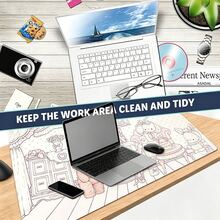 Korean Ins Japanese Anime Girl Kawaii Pink Sweet Bunny Bear Kitten Polka Dots Flower Y2K PU Leather Mouse Pad Office Study Room Desk Waterproof Tablecloth Computer Keyboard Game Mouse Pad Table Mat - View 6