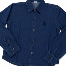 Men's Long Jeans Shirt For Children And Youth - 寶藍色 - 查看 6
