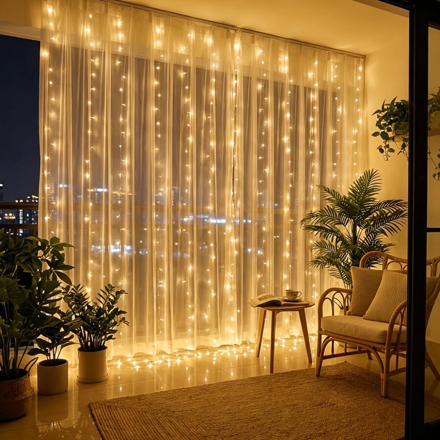 Garden Decor, Remote Control 8 Flashing Modes Fairy Lights, Wedding Party Decoration String Lights, Sparkling USB Powered Curtain Lights Suitable For Christmas, Halloween, Living Room, Bedroom, Kitchen Atmosphere Decoration Hanging Colorful Lights, Holiday Decoration, Garden Decoration Hanging String Lights, Fairy Tale Garland Decoration, Indoor Wall Decoration, Camping Decoration String Lights, Birthday Decoration Hanging String Lights