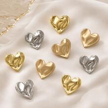 10pcs Heart-Shaped Metal Buttons, Gold/Silver/Champagne Color Decorative Replacement Buttons, Suitable For Cardigan, Shirt, Jacket DIY Clothing Repair And Craft - 10pcs - View 10