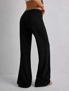 Women's Solid Color Casual Versatile Daily Wear Pants - Black - View 3