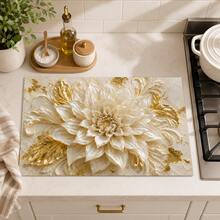 1 pieza Tapete absorbente de tierra de diatomeas, tapete absorbente antideslizante y resistente al calor, adecuado para encimera de cocina, máquina de café, vajilla, decoración de hogar, cafetería, bar, fiesta, regalo, mantel individual con patrón floral 3D - Multicolor - Ver 4
