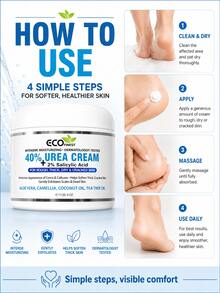 40% Urea Cream With 2% Salicylic Acid – Intensive Repair Moisturizer For Cracked Heels, Dry Hands, Scaly Elbows & Rough Knees – Enriched With Aloe Vera, Coconut Oil & Tea Tree Oil (113g) - Full Size - View 5