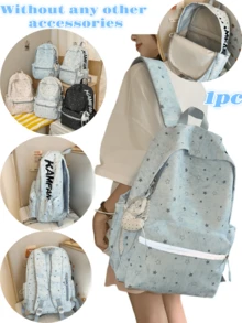 New Star Pattern Japanese & Korean Style Versatile Fashion Minimalist Casual Travel Backpack, Large Capacity Multi-Functional Couple Backpack (Without Pendant) - Multicolor - View 1