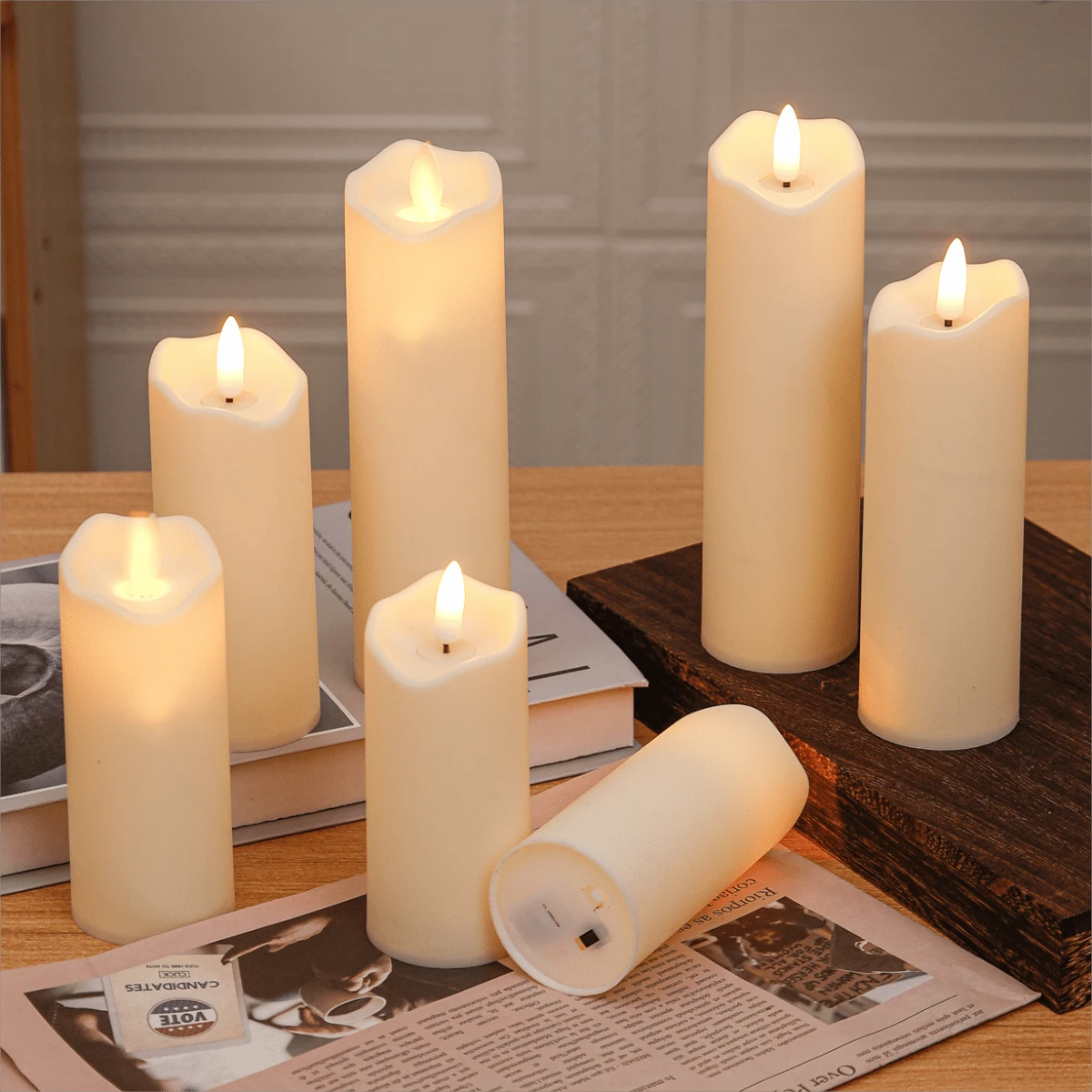 1PC High-End Realistic Plastic Ivory White Electronic LED Decorative Candle, Smokeless Candle Light, Modern Home Bedroom Decor Lamp, Christmas Wedding Atmosphere Light, Holiday Gift Souvenir