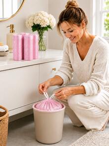 400Pcs Pink Drawstring Trash Bags – Rose Scented 4-5 Gallon Small Garbage Bags For Bathroom, Kitchen & Home Daily Use - A - View 2
