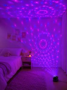 1pc [Party Atmosphere Light] USB Powered Colorful Dot Projection Light, Circular Scattered Dot Room Light Effect | Suitable For Bedroom, Dorm, Living Room, Party - Multicolor - View 3
