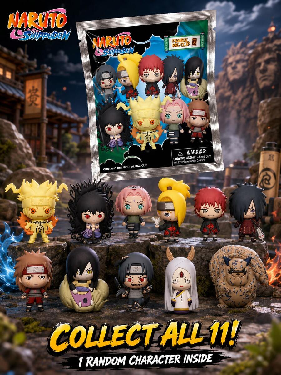 Crunchyroll 1pc Official Authorized Naruto 3D Anime Character Series 6 Mystery Blind Bag Clip Keychain, Random One, Could Be Sasuke Or Other Characters, Birthday, Halloween, Christmas Gift For Dad, Mom, Friends And Anime Fans, Back To School Season Gift