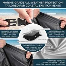Heavy Duty Jet Ski Cover, Waterproof Towable Boat Cover With UV Protection, Windproof Buckles And Ventilation, Fits 3-Seater Jet Ski, Marine Accessories - Black - View 5