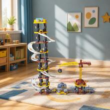 Boys' Large 8-Layer Engineering Series Track Car Toy With Crane, Children's Parking Lot Toy, Suitable As Birthday Gift (Random Color) - Yellow - View 8