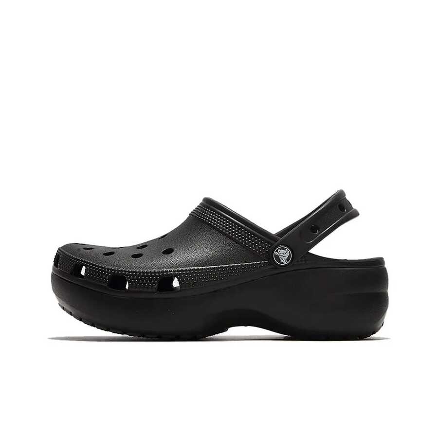 Crocs卡駱馳 Classic Platform Clog 雲朵 沙灘 厚底增高 透氣克駱格時尚休閒 洞洞鞋 4.1cm 女款 黑色 - 黑色 - 查看 1