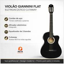 Giannini SF14 CEQ Steel String Electro-Acoustic Guitar, Black - 黑色 - 查看 2