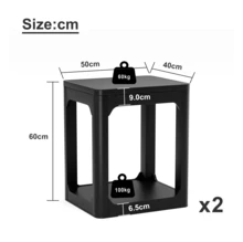 Set Of 2 Bedside Tables, Side Tables With 3cm Thick Boards, Two-Level Bedside Tables For The Living Room, Suitable For Bedrooms And Living Rooms, Black Color, 50*40*60 Cm. - Black - View 12