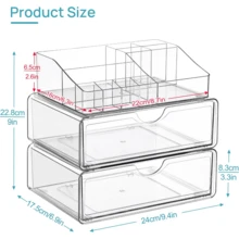 3-Tier Clear Makeup Organizers With Drawers, Acrylic Cosmetic Storage For Dresser Countertop And Bathroom Vanity, Tiered Countertop Storage Organizer, Beauty Holder For Brushes, Eyeshadow Palettes, & Beauty Supplies - Clear - View 3