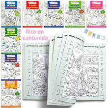 1pc Spanish Search & Find Coloring Game Book 8 Themes Set Forest / Ocean / City Scenes 190+ Hidden Objects Spanish Educational Coloring Book Children's Focus Training Book Interactive Fun Painting Material Designed Specifically For Preschool Children - Blue and White - View 4