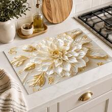 1pc Elegant 3D Floral Pattern Diatomaceous Earth Absorbent Mat, Non-Slip Heat-Resistant Absorbent Mat, Suitable For Kitchen Countertop, Coffee Machine, Tableware, Home, Cafe, Bar, Party Decoration, Placemat Gift - Multicolor - View 4