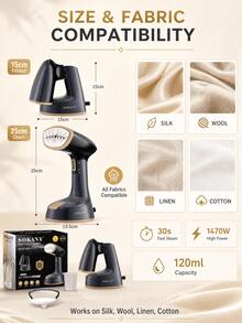 SOKANY3065 Foldable Handheld Steamer, Fast Heating, Powerful Steam, Wrinkle Removal, Portable Mini Iron, Suitable For Home, Travel, Office - Black - View 11