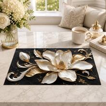1pc 3D Floral Pattern Diatomaceous Earth Absorbent Mat, Non-Slip Heat-Resistant Water-Absorbing Pad, Suitable For Kitchen Countertop, Coffee Machine, Tableware, Home, Cafe, Bar, Party Decoration, Placemat Gift - Multicolor - View 2