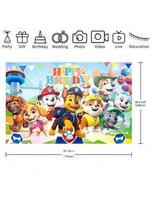 1pc PAW Patrol Theme Backdrop, Featuring Cute Cartoon Characters, New Creative Design, Essential Birthday Party Decoration, Reusable, High-Quality Backdrop, Party Banner And Flag - View 6