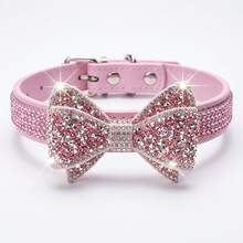1pc Pink Rhinestone Bow Pet Collar Princess Style Cute Pet Neck Collar, Non-Choking, Fits Small And Medium Dogs, Suitable For Daily Outings, Photo Shoots, Holiday Dressing - Multicolor - View 6