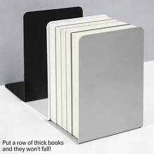 Heavy Duty Metal Bookends, Non-Slip Book Support Rack, Minimalist Metal Bookends, Sturdy Bookshelf Support, Suitable For Office Desk, School And Home Storage Organization Of Magazines, Documents, Back To School - Multiple Styles - View 3