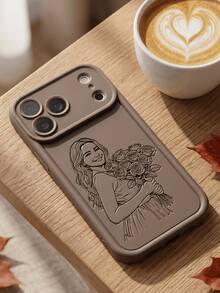可客製化線條藝術設計手機殼，卡通圖案，相容 iPhone 18 17 16 15 14 13 12 11 Pro Max 及 Plus 系列，適合家庭、情侶、寵物、朋友個人肖像圖像客製化，相容 Galaxy S26 S25 S24 S23 S22 Ultra Plus A56 A55 A54 A53 A35 A15 A14 5G 裝置 - 卡其色 - 查看 4