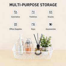 Macaron Color Square Metal Mesh Storage Basket, 20*20*5.5cm Desktop Organizer Storage Basket, Suitable For Home, Office, Bathroom And Kitchen Daily Storage, Multi-Purpose And Multi-Occasion Use, Also Suitable For Holiday Decoration. - Pink - View 3