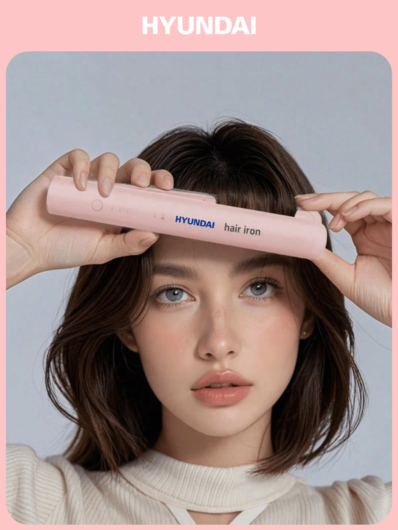 HYUNDAI 2-In-1 Mini Wireless Tourmaline Ceramic Hair Curler/Straightener, Smart Constant Temperature, Portable Micro-Coil Hair Straightener/Curler, Convenient For Business Travel