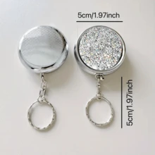 Cenicero portátil redondo con strass y llavero, mini cenicero de bolsillo para viajes y almacenamiento al aire libre, accesorio de moda, regalo de cumpleaños y festividades - Cenicero redondo portátil con pedrería - Ver 3