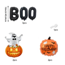 Halloween Party Balloon Kit With 16 Inch Black "BOO", Pumpkin, Pumpkin Ghost Aluminum Foil Balloons, Suitable For Halloween Party Decoration - Halloween Balloon Set - View 3