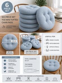 40cm Solid Color Tufted Round Seat Cushion (Made In Turkey), Soft And Comfortable, Machine Washable, Suitable For Dining Room, Kitchen, Office And Home (1/2/4/6pcs Set Optional) - Dusty Blue - View 8