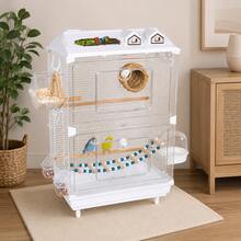 Transparent Birdcage For Budgerigars, Ornamental Birdcages For Cockatiels, Lovebirds, White-Eyes, Large-Sized Villa Birdcages, Viewing Cages. - White - View 2
