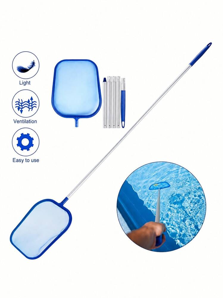 1 Set Expandable Pool Filter Net With Fine Mesh, 8ft Extendable Pole, Heavy Duty Polypropylene Basket, Suitable For Spa, Hot Tub, Fountain Cleaning & Leaf Removal - A - View 7