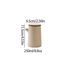 2pcs/1pc 250ml (8.8oz)/350ml (12.32oz) Ceramic Oil Bottle With Walnut Wood Sealed Lid, Round Kitchen Condiment Dispenser For Soy Sauce, Vinegar, Olive Oil And Peanut Oil - View 14