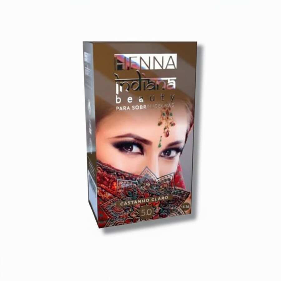 Henna Indiana Beauty Sobrancelhas Designer Cor Preto Castanho Natural Medio Claro Escuro Loiro 1,1g - castanho claro - Visão 1