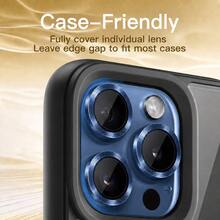 CASECOPS 9片裝藍色CD圖案環形相機鏡頭保護膜，附安裝工具組。適用於 17 Pro Max/17 Pro/17 Air/17e/17、16 Pro Max/16 Pro/16 Plus/16e/16、15 Pro Max/15 Pro/15 Plus/15、14/13/12/11及其他機型。採用AR高品質9H硬度鋼化玻璃搭配鋼化玻璃金屬環，高清晰度、防摔、防油、防刮、防指紋、防塵 - 9片 - 查看 6