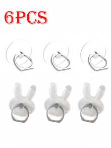 6pcs Transparent Cartoon Phone Stands, Foldable Ring Holder Stands, Animal, Round, Small Flower Shaped Phone Stands Compatible With IPhone, Android Phone, Gift For Birthday, Family, Friends Finger Ring Holder, Phone Grip, Phone Accessories - Multicolor - View 14