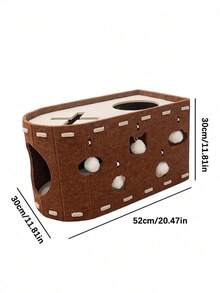 1件 52x30x30 新款毛氈貓屋貓床，耐刮耐用，結構穩固，防抓底座，附懸掛球玩具，易組裝可重複使用的小貓遊戲隧道，四季適用，貓主人完美禮物 - 彩色 - 查看 10