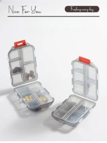 1/2 Pezzi Organizzatore di pillole portatile a doppio strato con 10 scomparti, coperchio trasparente indipendente, ermetico e anti-umidità, scatola di stoccaggio per medicinali da viaggio, adatto per il ritorno a scuola e l'uso in dormitorio - Multicolore - Visualizzare 14