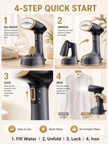SOKANY3065 Foldable Handheld Steamer, Fast Heating, Powerful Steam, Wrinkle Removal, Portable Mini Iron, Suitable For Home, Travel, Office - Black - View 10