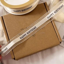1 Roll "Happy Birthday" Theme Gift Wrapping Ribbon (36 Yards), Suitable For Cake Boxes, Gifts, Flower Bouquets Packaging And Decorative Bow Making, Cake Decoration Ribbon; Suitable For Weddings, Parties And Gift Decoration. - View 3