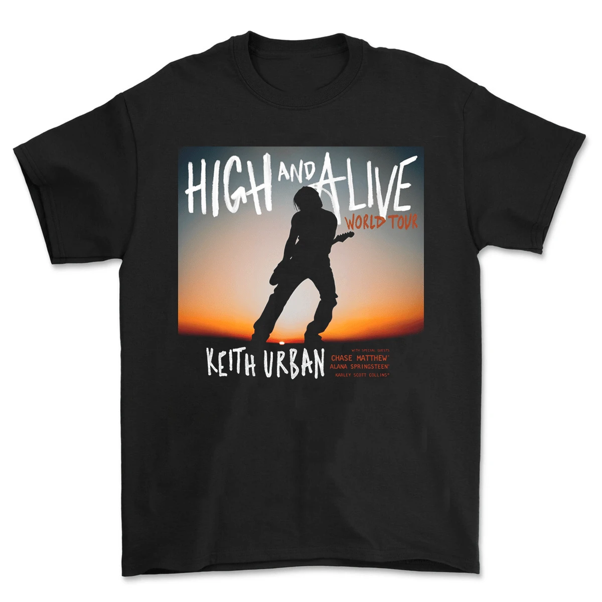 Camiseta unisex de algodón de la gira mundiIal High and Alive de Keith Urban (TS257) - Negro - Ver 1